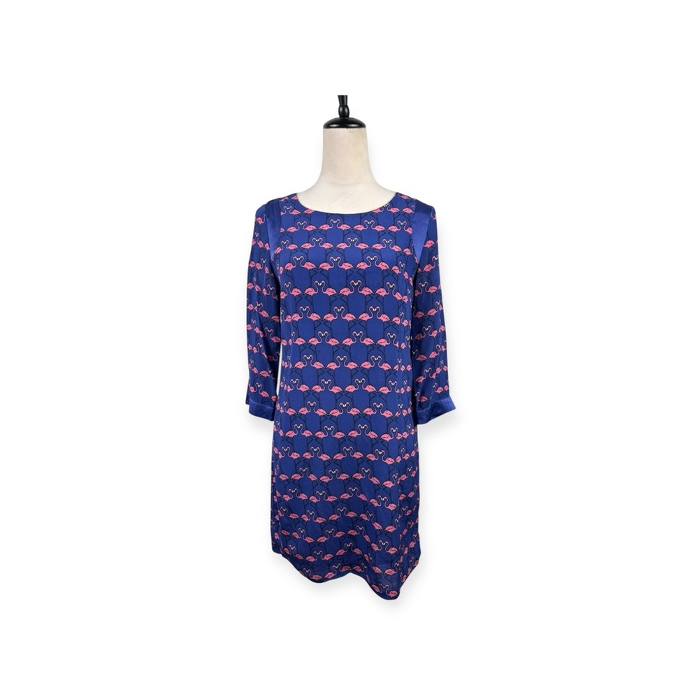 Anthropologie Harlyn Silk Flamingo print Shift Dress Size XS